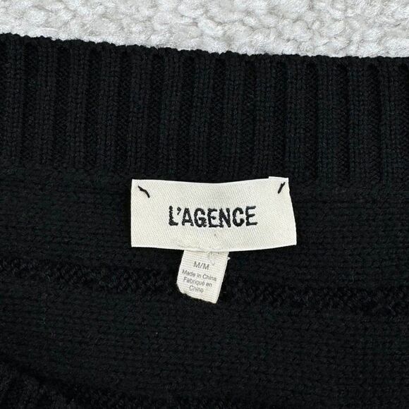L 'AGENCE Zoey Merino Wool One Shoulder Sweater Black - Picture 4 of 8